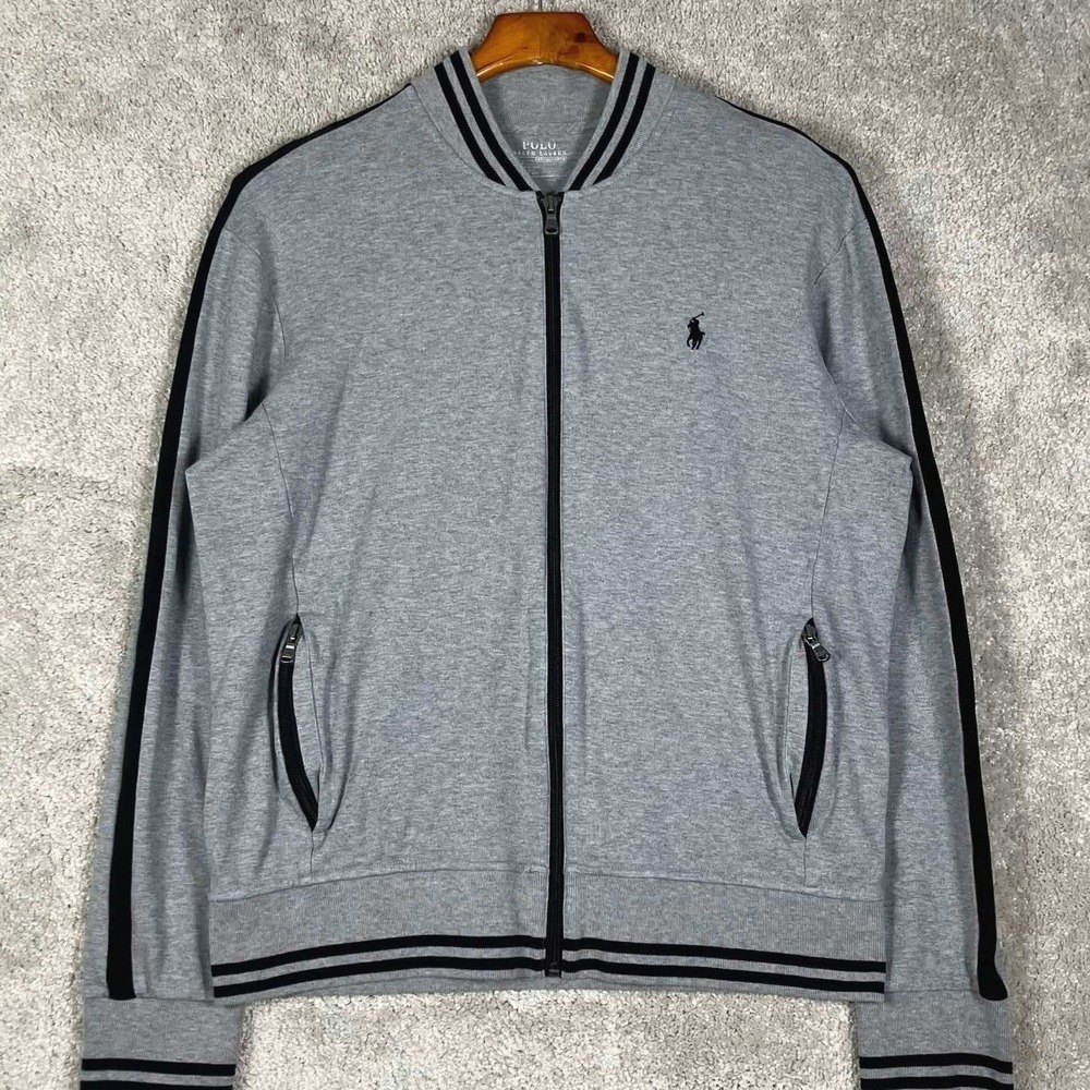 Polo Ralph Lauren Performance Mens Medium Gray Full Zip Bomber Track‎ Jacket